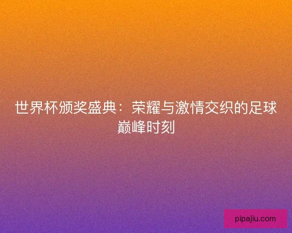 世界杯颁奖盛典：荣耀与激情交织的足球巅峰时刻